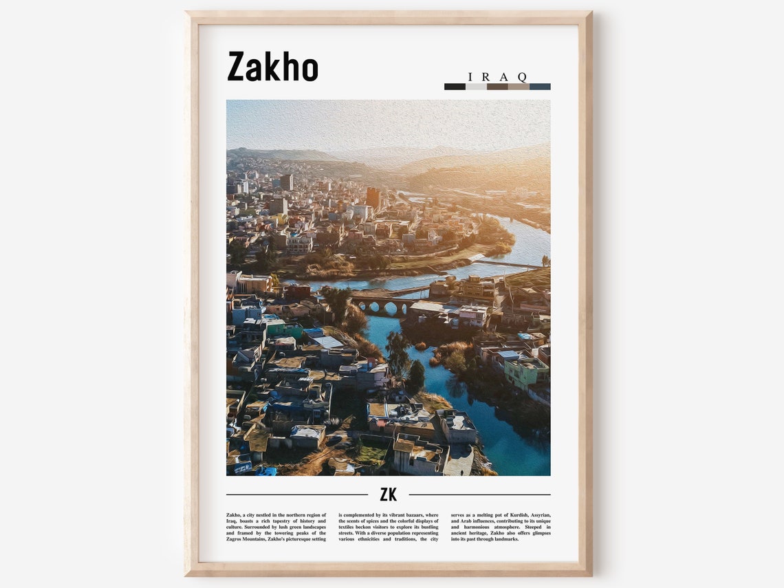Zakho Poster Zakho Print Zakho Wall Art Minimal Travel Print Travel Destination Oil Painting Poster