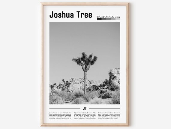 Joshua Tree Poster Black And White Joshua Tree Print Black And White Joshua Tree Wall Art Minimal Travel Print Travel Poster
