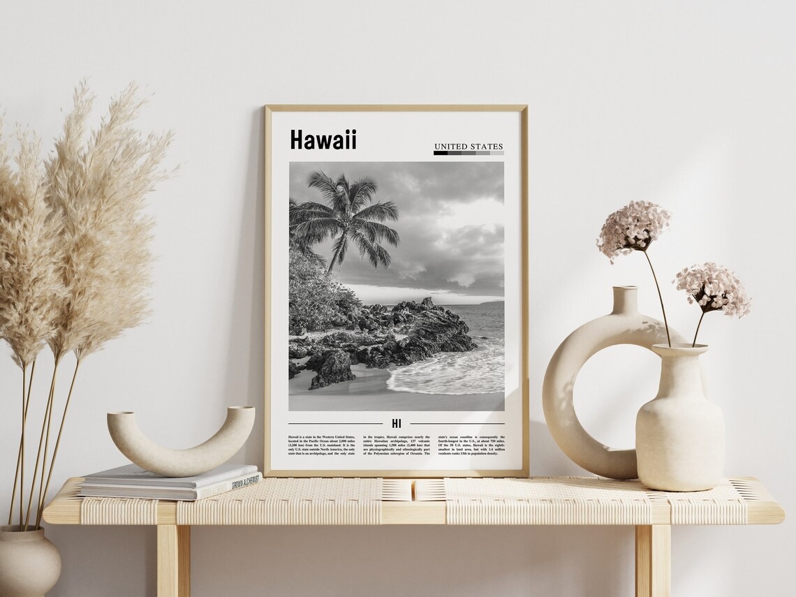 Hawaii Black And White, Minimal Travel Poster - Image 6