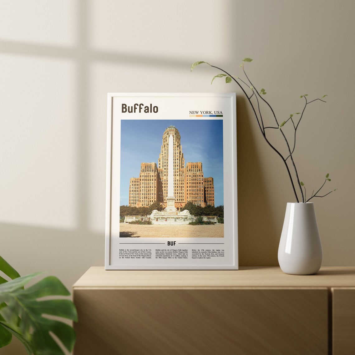 Buffalo Oil Painting Poster, Colorful City Artwork - Image 2