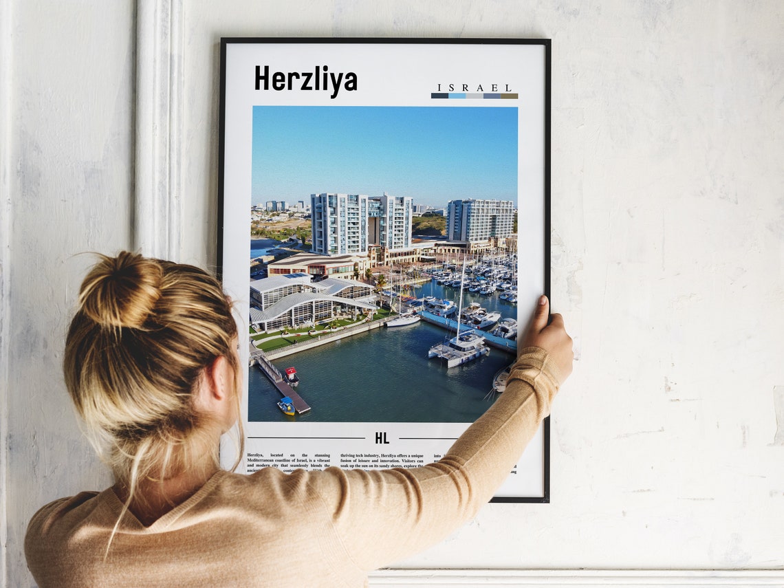 Herzliya Poster Herzliya Print Herzliya Wall Art Minimal Travel Print Travel Destination Oil Painting Poster - Image 5