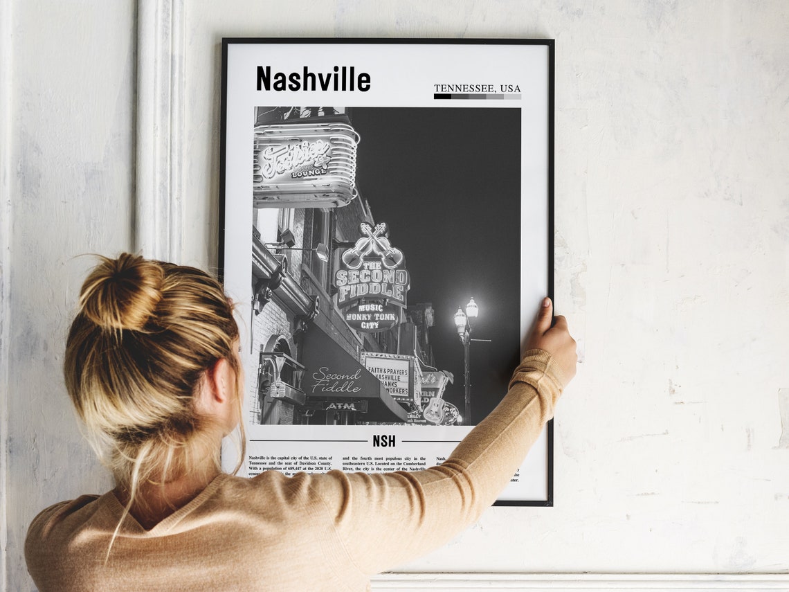 Nashville Poster Black And White Nashville Print Black And White Nashville Wall Art Minimal Travel Print Travel Poster - Image 5