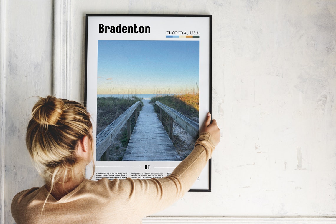 Bradenton Print Bradenton Poster Bradenton Wall Art Oil Painting Poster Colorful City Print City Artwork Travel Artwork Travel Wall Art - Image 4