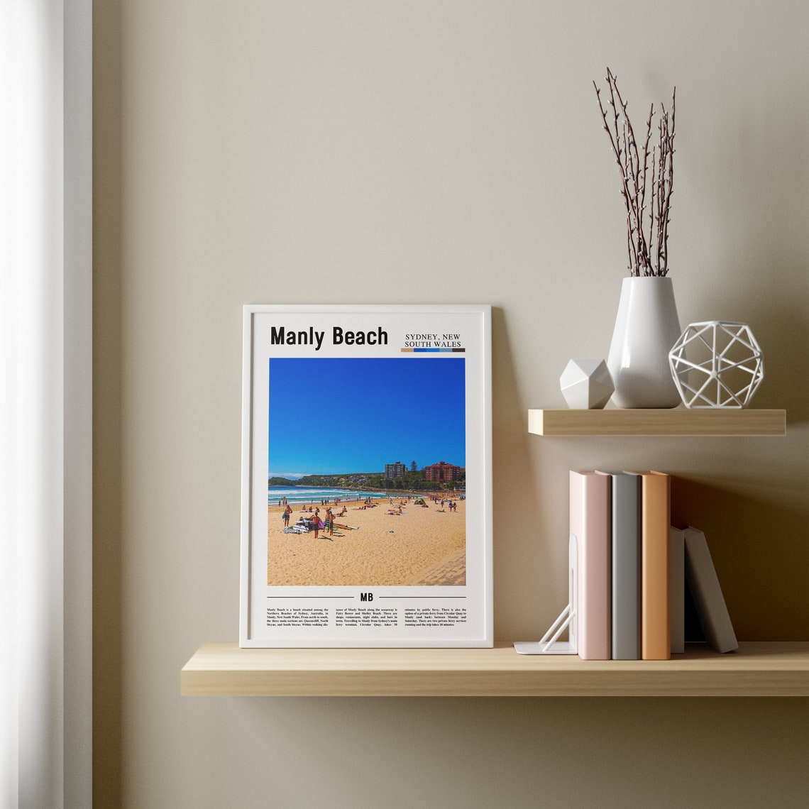 Manly Beach Print Manly Beach Poster Manly Beach Wall Art Minimal Travel Print Minimal City Poster Travel Destination Oil Painting Poster - Image 3