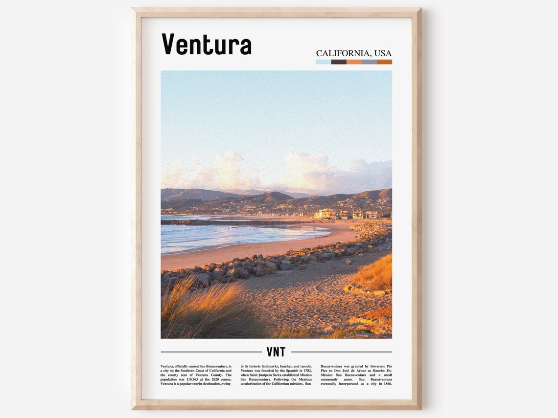 Ventura Print Ventura Poster Ventura Wall Art Oil Painting Poster Colorful City Print City Artwork Travel Artwork Travel Wall Art