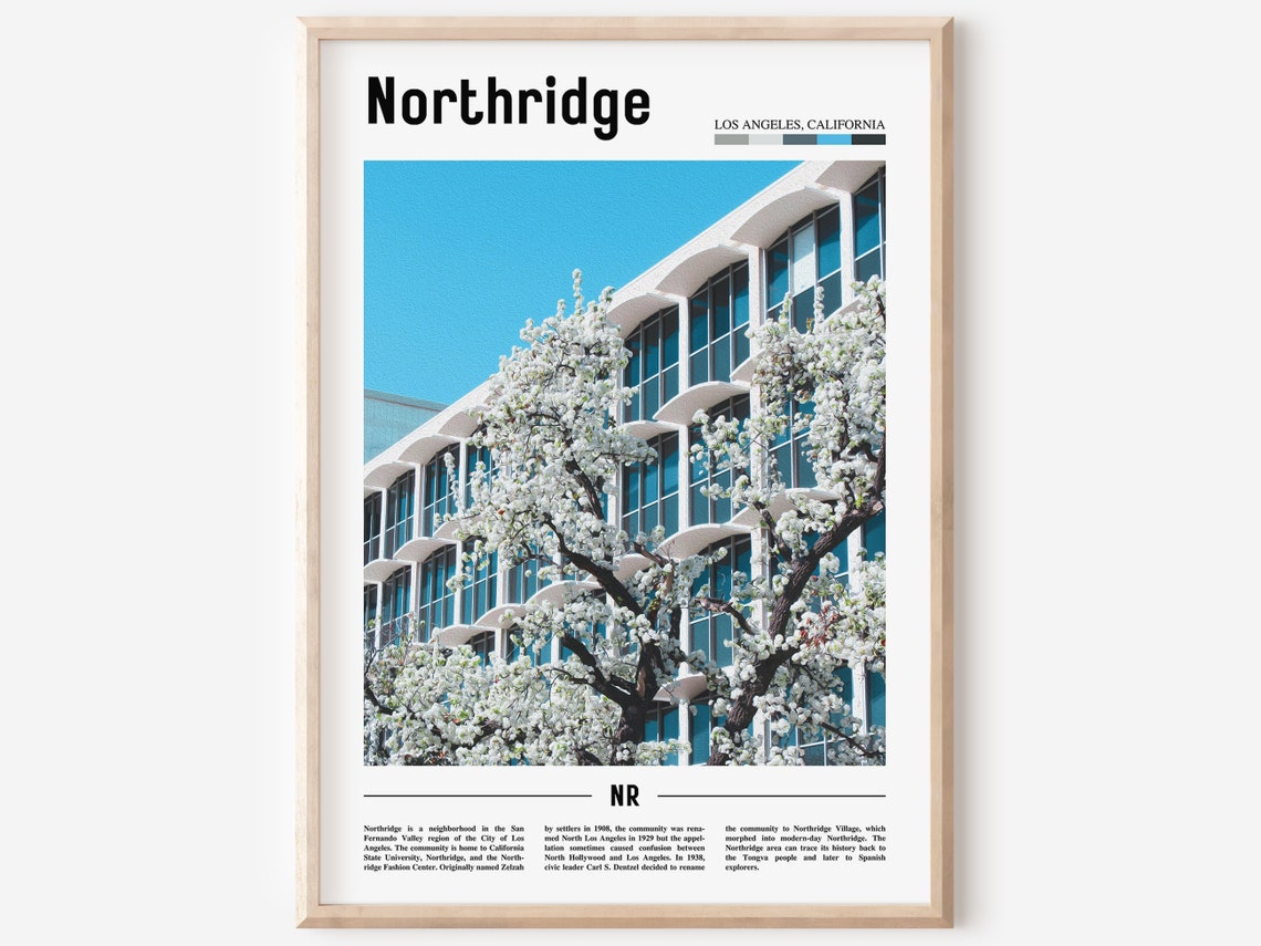 Northridge Print Northridge Poster Northridge Wall Art Minimal Travel Print Minimal City Poster Travel Destination Oil Painting Poster