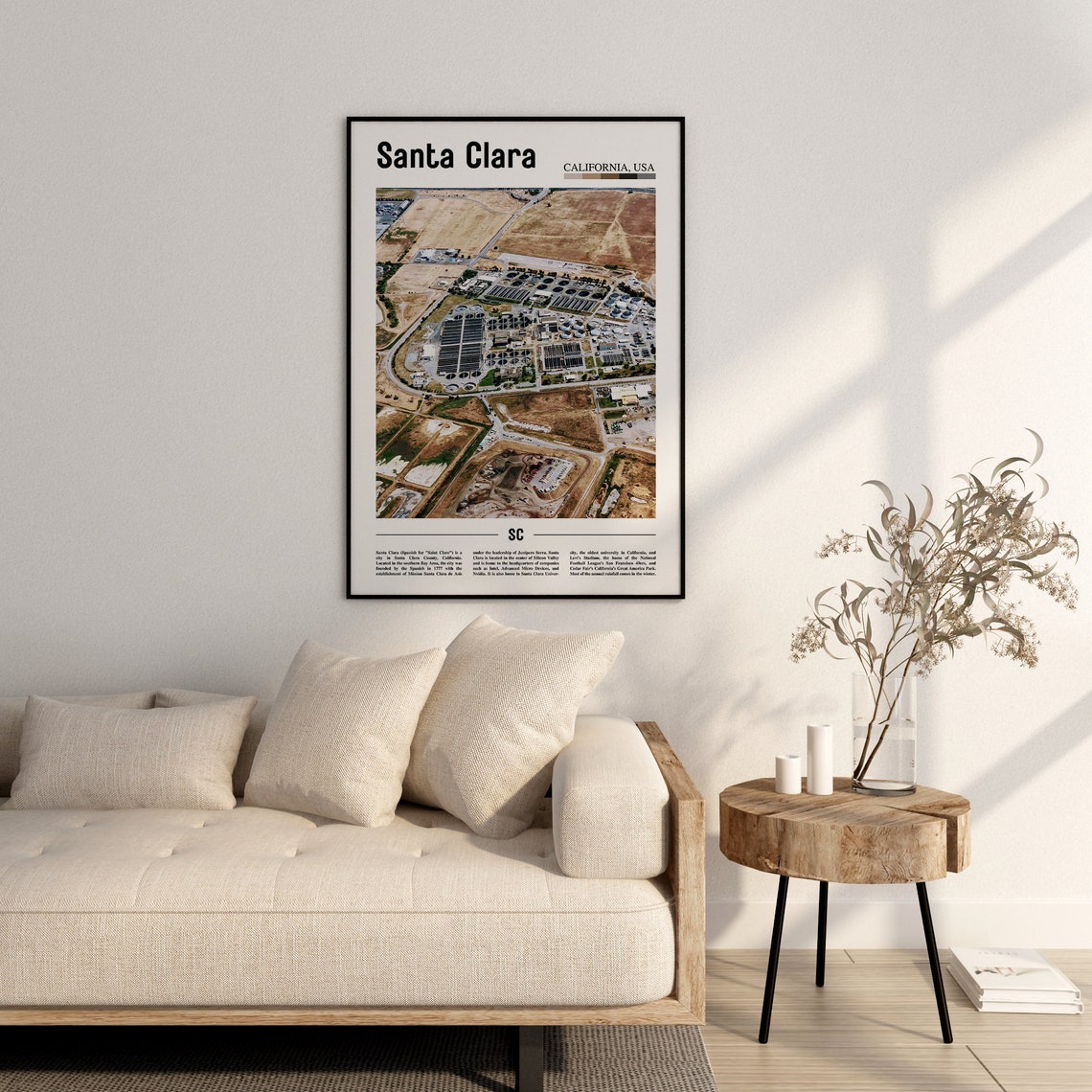 Santa Clara Print Santa Clara Poster Santa Clara Wall Art Minimal Travel Print Minimal City Poster Travel Destination Oil Painting Poster - Image 2