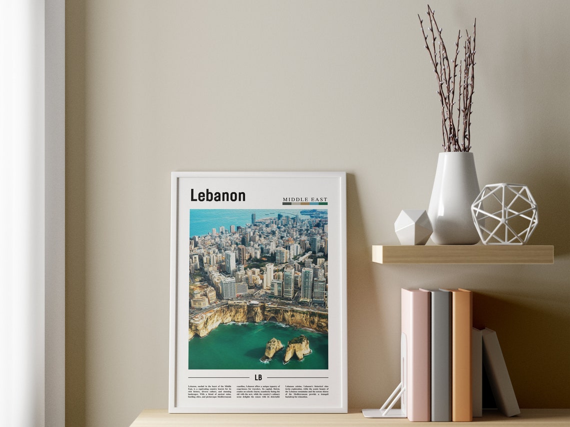 Lebanon Poster Lebanon Print Lebanon Wall Art Minimal Travel Print Travel Destination Oil Painting Poster - Image 3