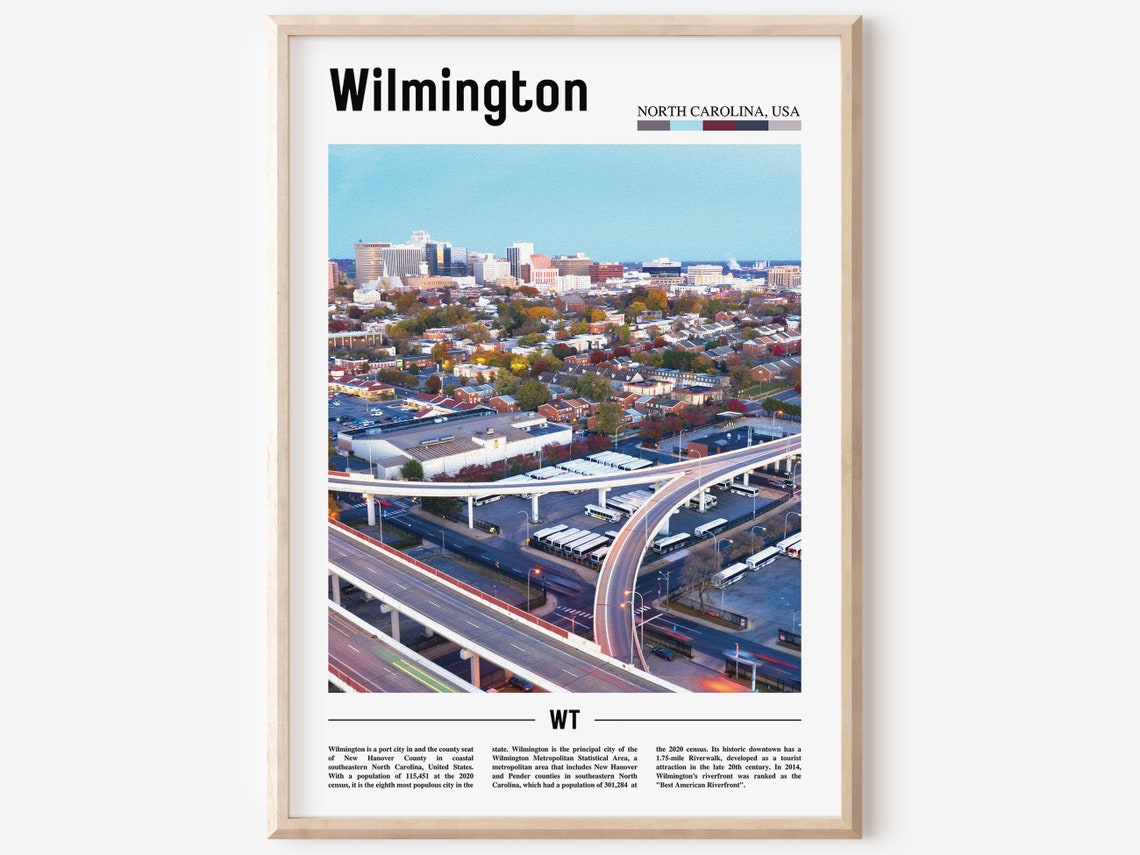 Wilmington Print Wilmington Poster Wilmington Wall Art Oil Painting Poster Colorful City Print City Artwork Travel Artwork Travel Art