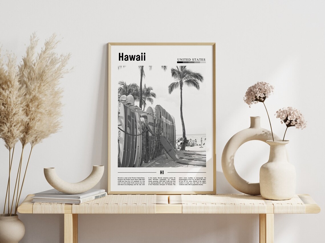 Hawaii Black And White Minimal Travel Poster - Image 6