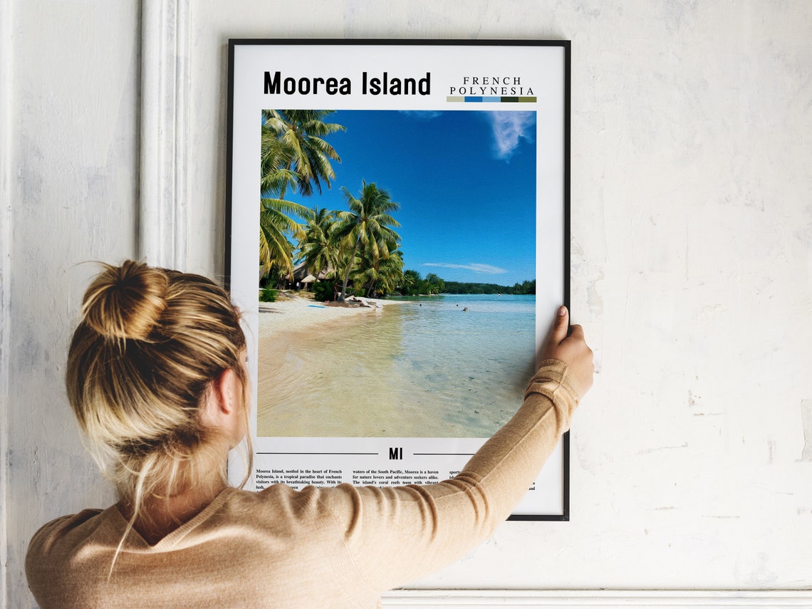 Moorea Island Poster Moorea Island Print Moorea Island Wall Art Minimal Travel Print Travel Destination Oil Painting Poster - Image 5