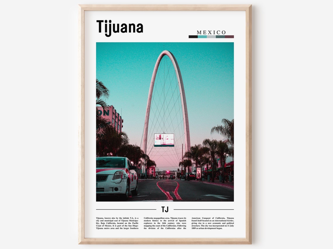 Tijuana Print Tijuana Poster Tijuana Wall Art Minimal Travel Print Minimal City Poster Travel Destination City Print Oil Painting Poster
