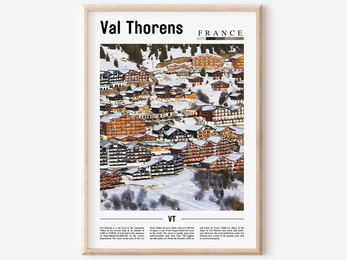 Val Thorens Travel Poster, Oil Painting City Artwork