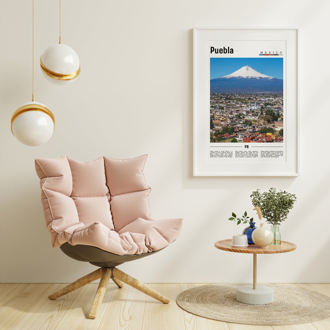 Puebla Minimal Travel Poster, Oil Painting - Image 6