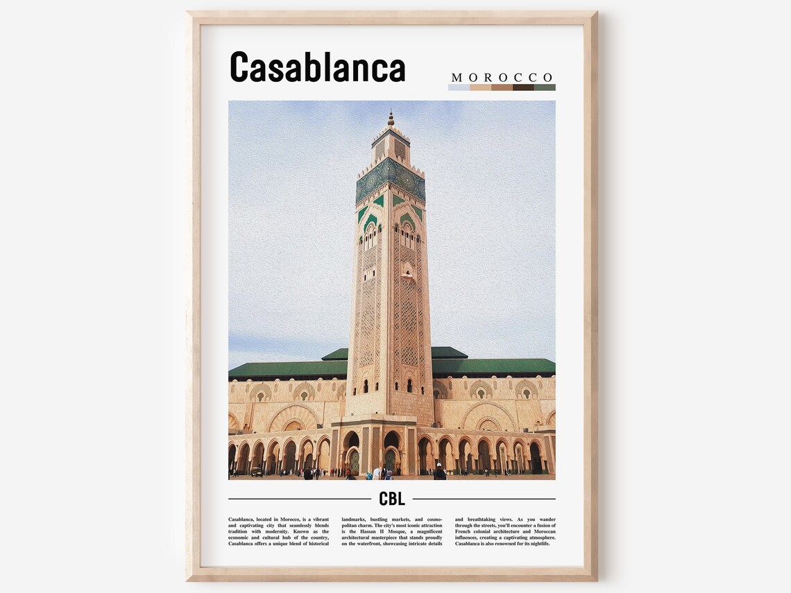 Casablanca Minimal Travel Poster, Oil Painting