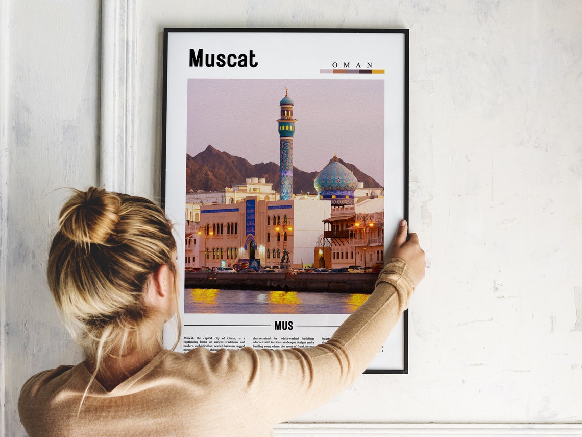 Muscat Poster Muscat Print Muscat Wall Art Minimal Travel Print Travel Destination Oil Painting Poster - Image 5