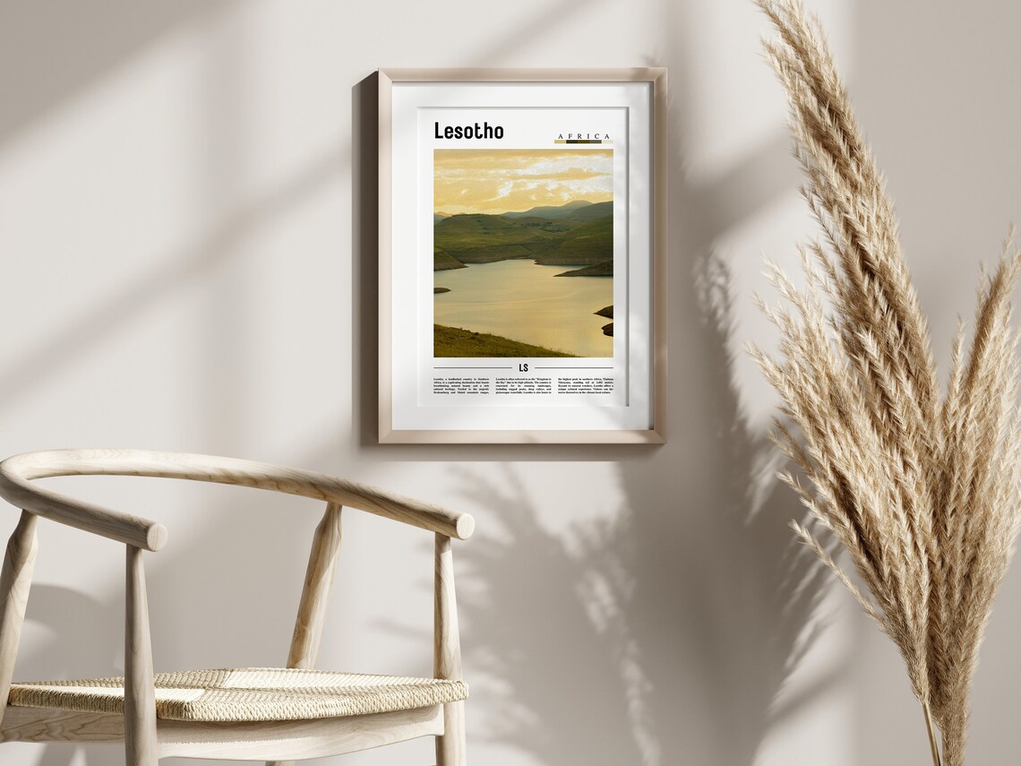 Lesotho Minimal Travel Poster, Oil Painting Style - Image 2