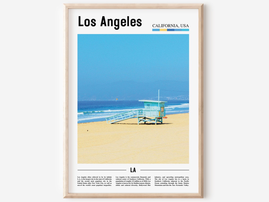 Los Angeles Print Los Angeles Poster Los Angeles Wall Art Oil Painting Poster Colorful City Print City Artwork Travel Artwork Travel Art