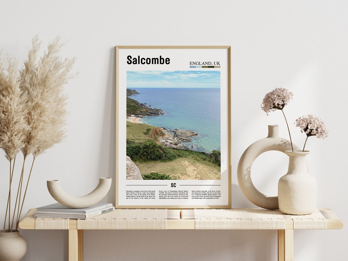 Salcombe Print Salcombe Poster Salcombe Wall Art Minimal Travel Print Minimal City Poster Travel Destination Print Oil Painting Poster - Image 5