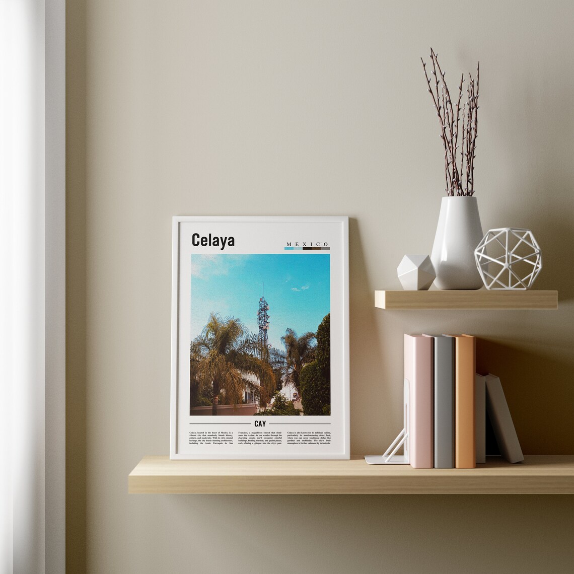 Celaya Minimal Travel Poster, Oil Painting Style - Image 4