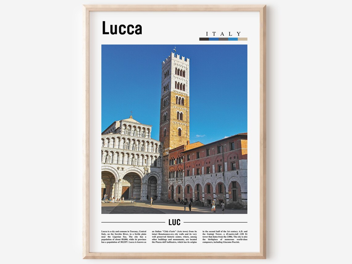 Lucca Minimal Travel Poster, Italy Photo