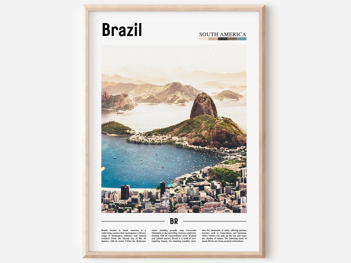 Brazil Poster Brazil Print Brazil Wall Art South America Poster South America Print Travel Poster