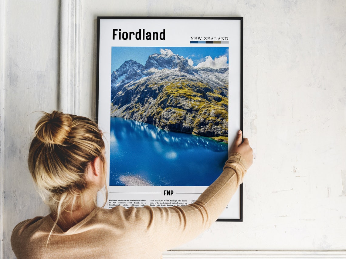 Fiordland Poster Fiordland Print Fiordland Wall Art Minimal Travel Print Travel Destination Oil Painting Poster - Image 5