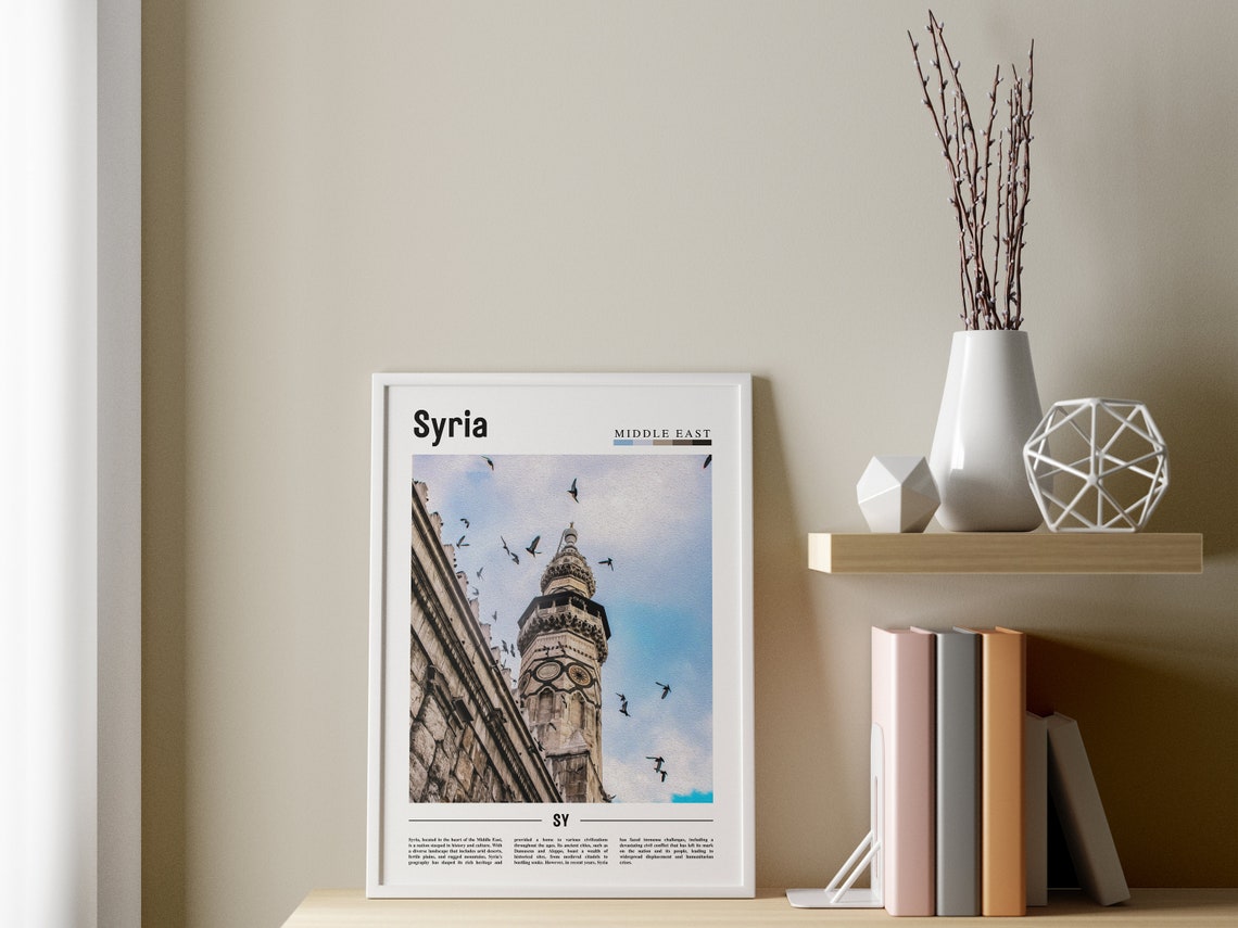 Syria Poster Syria Print Syria Wall Art Minimal Travel Print Travel Destination Oil Painting Poster - Image 3