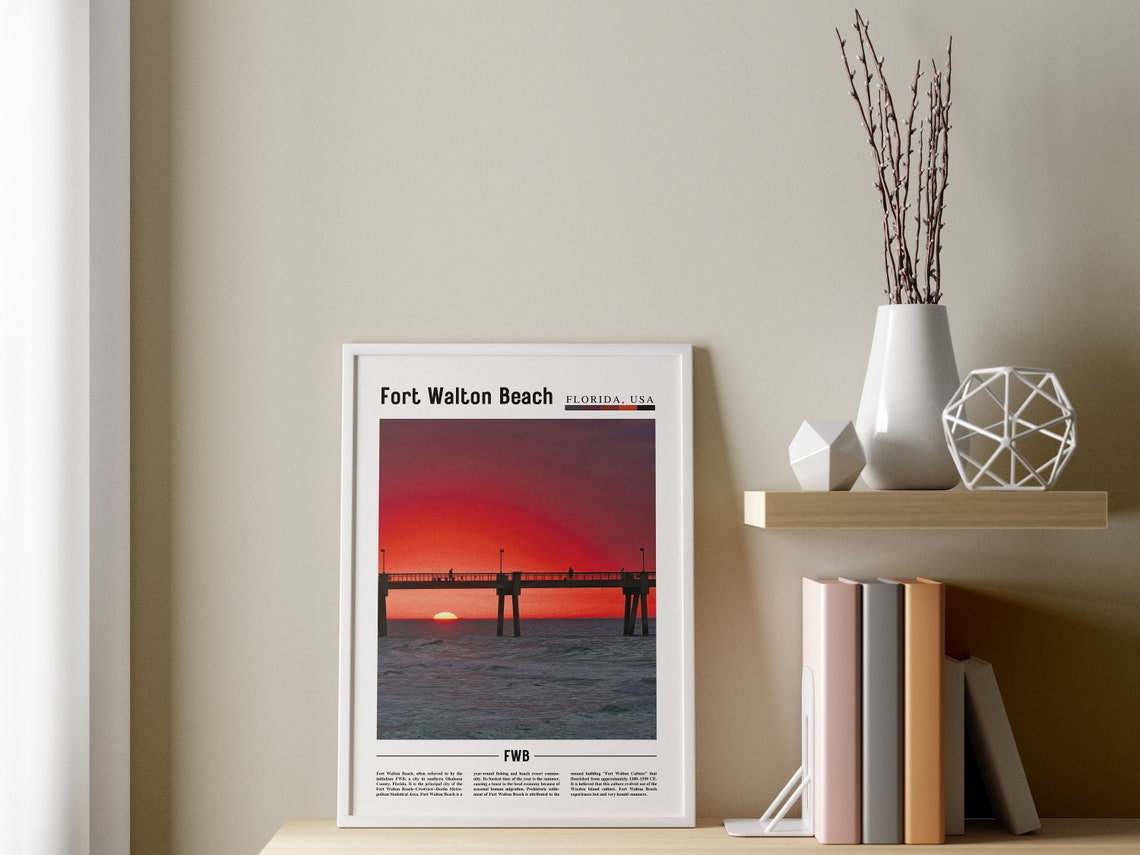 Fort Walton Beach Print Fort Walton Beach Poster Fort Walton Beach Wall Art Oil Painting Poster City Artwork Travel Artwork Travel Art - Image 3