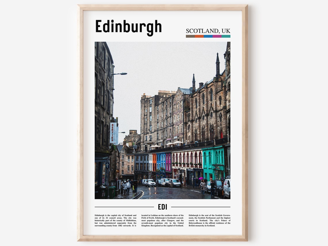 Edinburgh Poster Edinburgh Print Edinburgh Wall Art Minimal Travel Print Minimal City Poster Travel Destination Oil Painting Poster