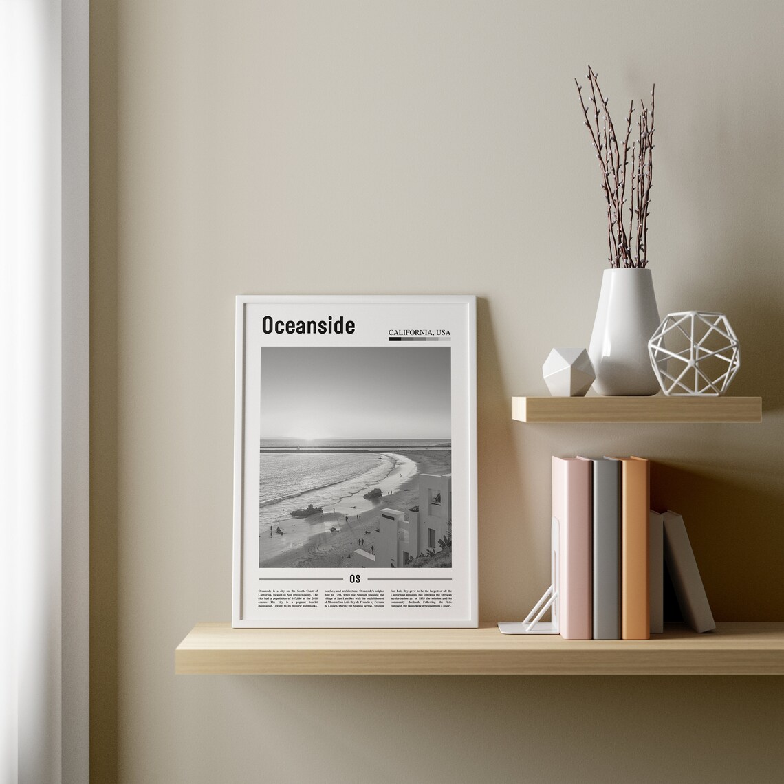 Oceanside Print Black And White Oceanside Poster Oceanside Wall Art Travel Poster City Artwork Travel Artwork Travel Art City Art Print - Image 3