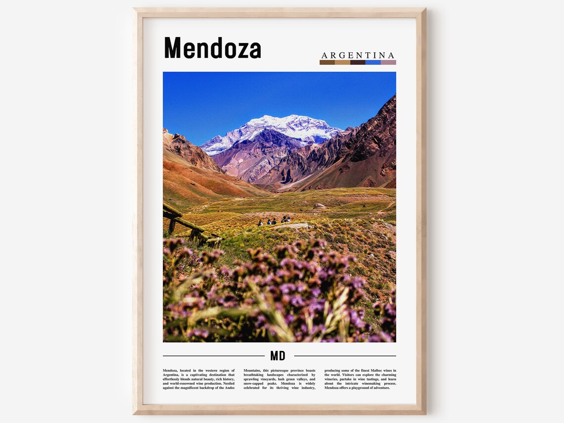 Mendoza Travel Poster, South America Art Print