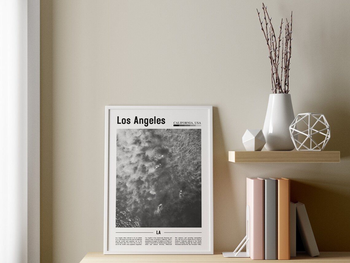 Los Angeles Poster Black And White Los Angeles Print Black And White Los Angeles Wall Art Minimal Travel Print Travel Poster - Image 3