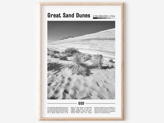 Great Sand Dunes Poster Black And White Great Sand Dunes Print Black And White Great Sand Dunes Wall Art Minimal Travel Print