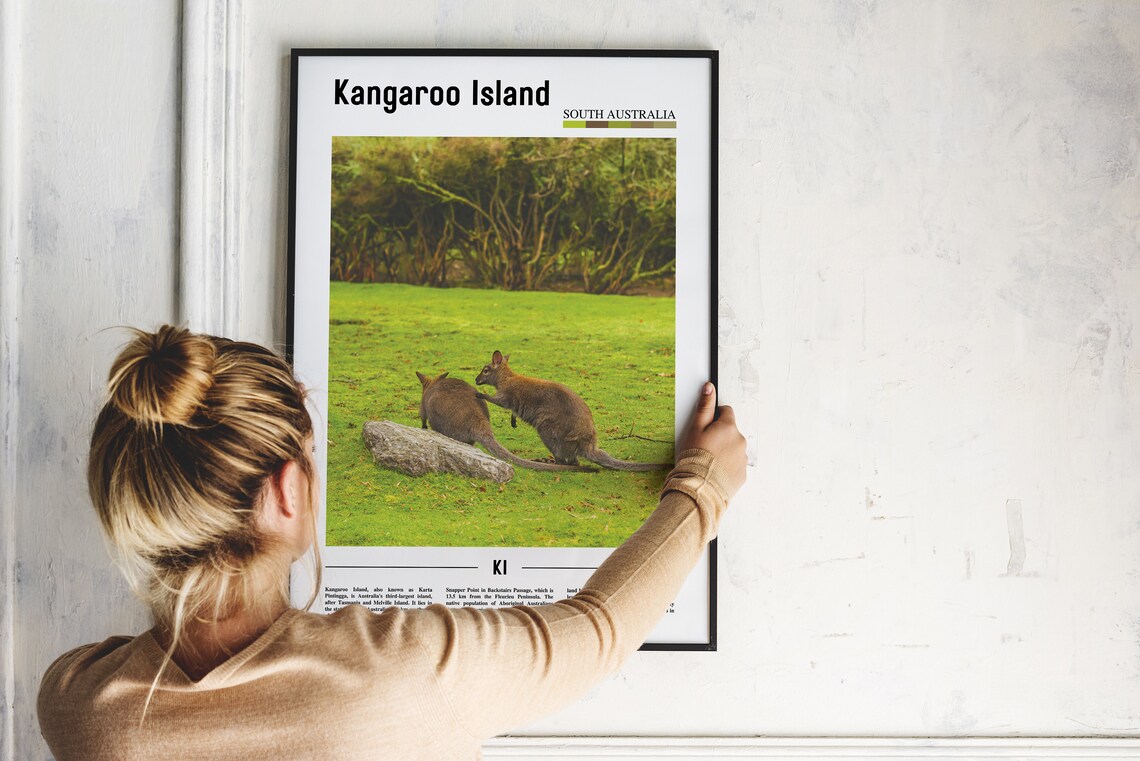 Kangaroo Island Kangaroos Meadow Green Bush Wildlife Scene Poster - Image 4