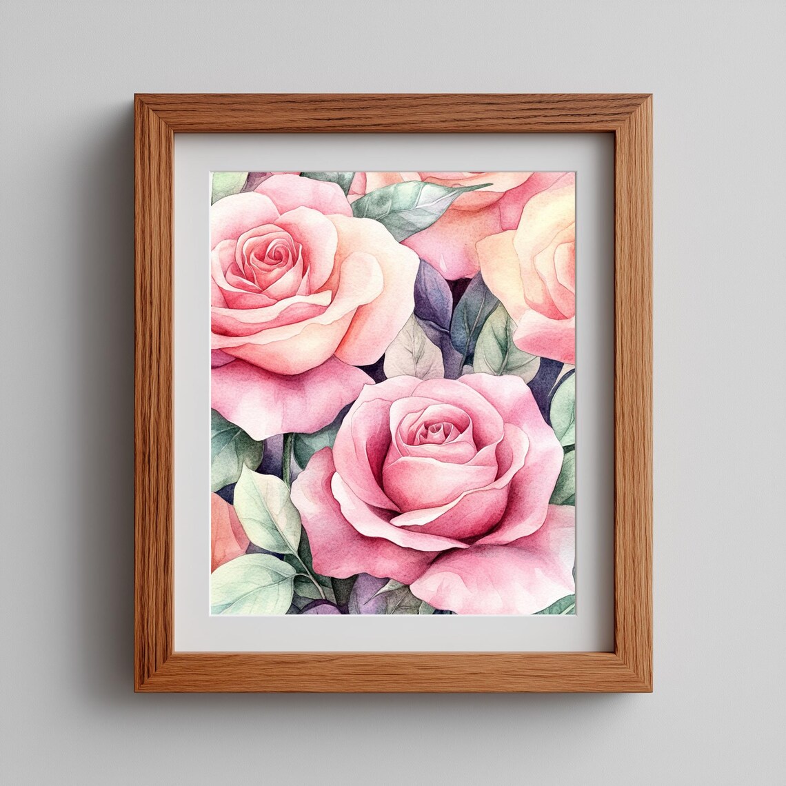 Blush Pink Rose Bouquet Romantic Elegant Floral Watercolor Decor Poster