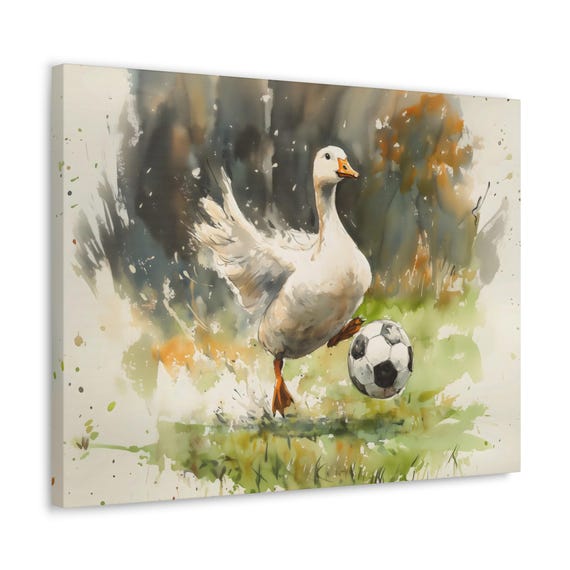 Soccer Goose Maximalist Eclectic Sports Print Rugged Football Airbnb Childrens Art Fantasy Nature Rustic Wall Decor