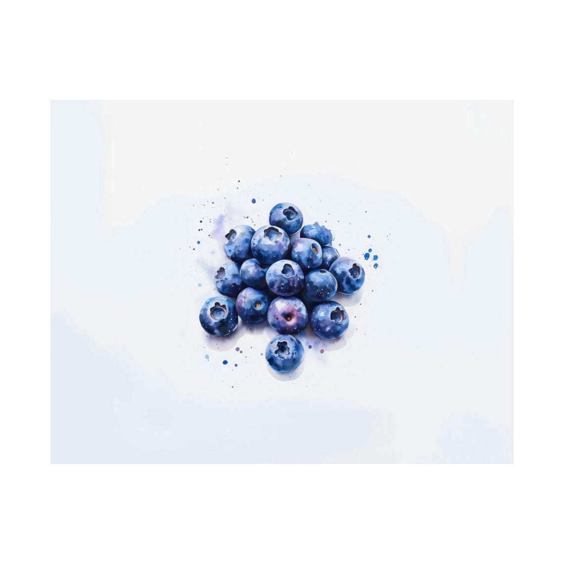 Fresh Watercolor Blueberries Fruit Still Life Kitchen Poster - Image 3