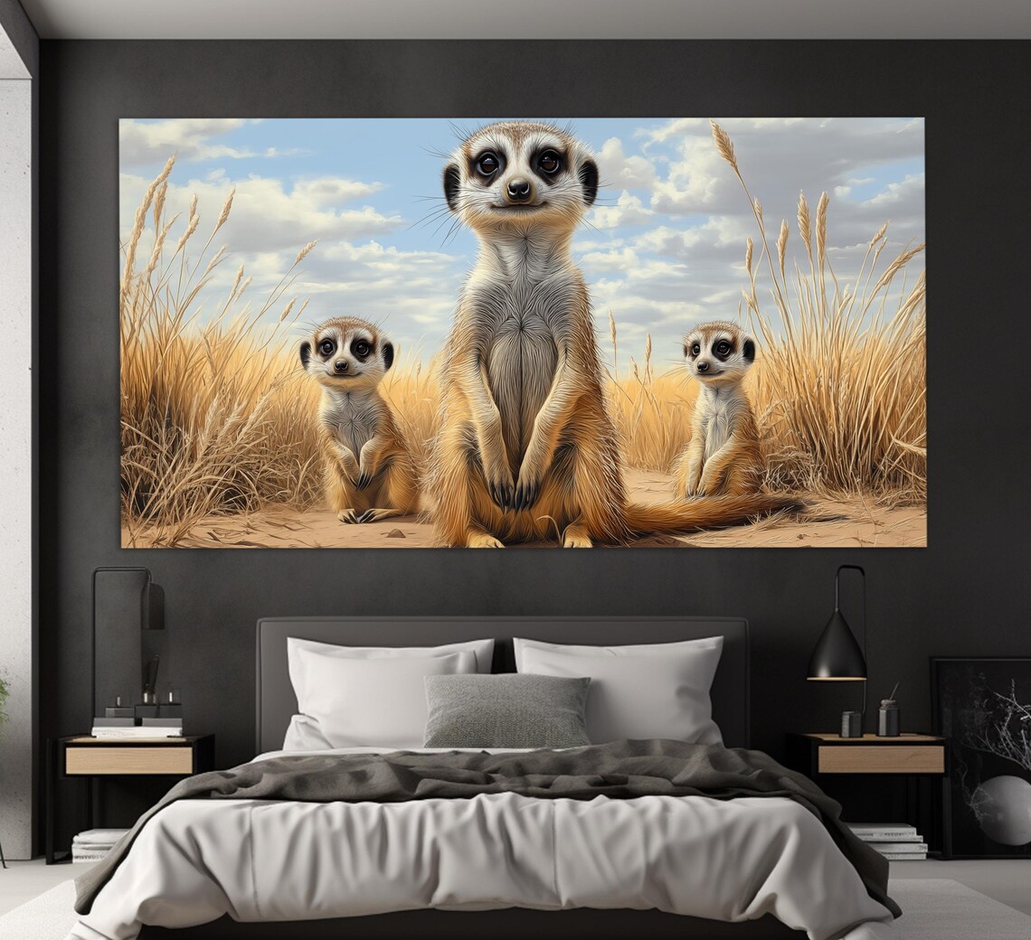 Meerkat Family Print Funny Animals Wall Art Meerkat Painting Meerkat Poster Sheep Wall Art Kids Room Wall Decor