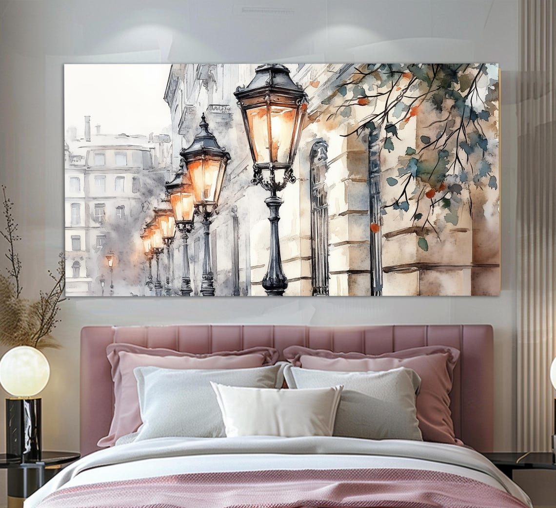 Street Lanterns In Vienna Print In A Vintage Oil Painting Style Abstract Vienna Wall Art Retro Vienna Street Lights Painting - Image 4