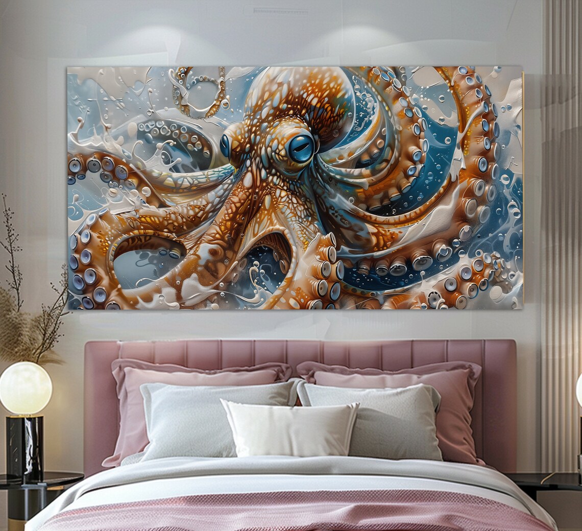 Abstract Octopus, Oil-Painting Style Underwater Art Print