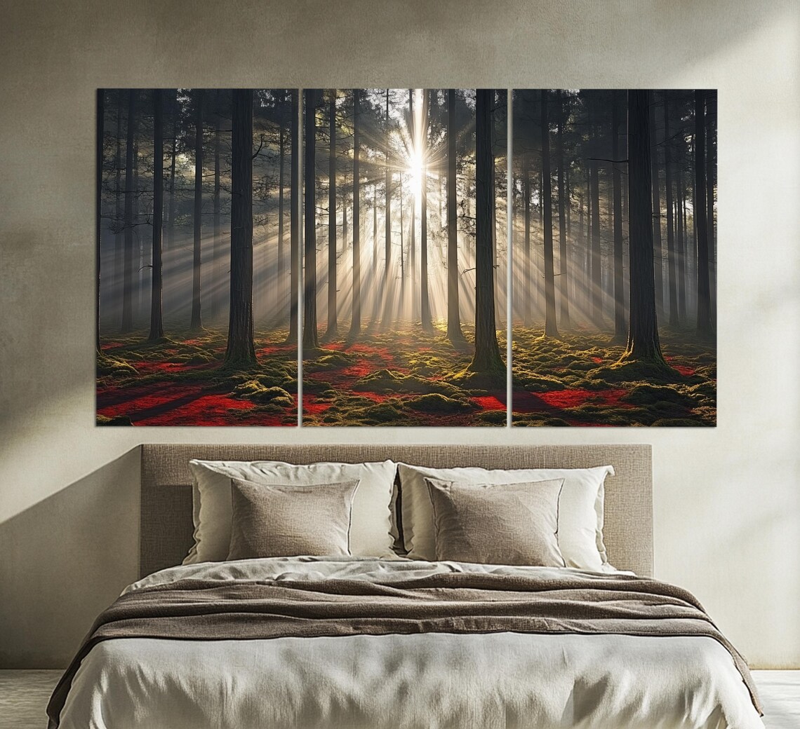 Scenic Sunrise in Forest Poster Print, Nature Landscape - Image 6