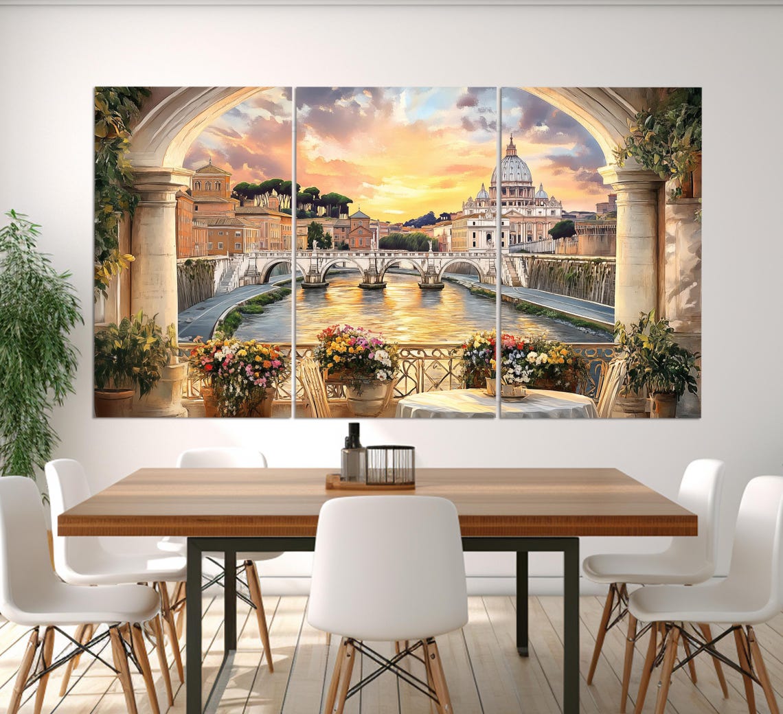 Scenic Rome Print In A Vintage Oil Painting Style Abstract Rome Wall Art Rome Poster Italian Wall Art Italy Painting Print - Image 3