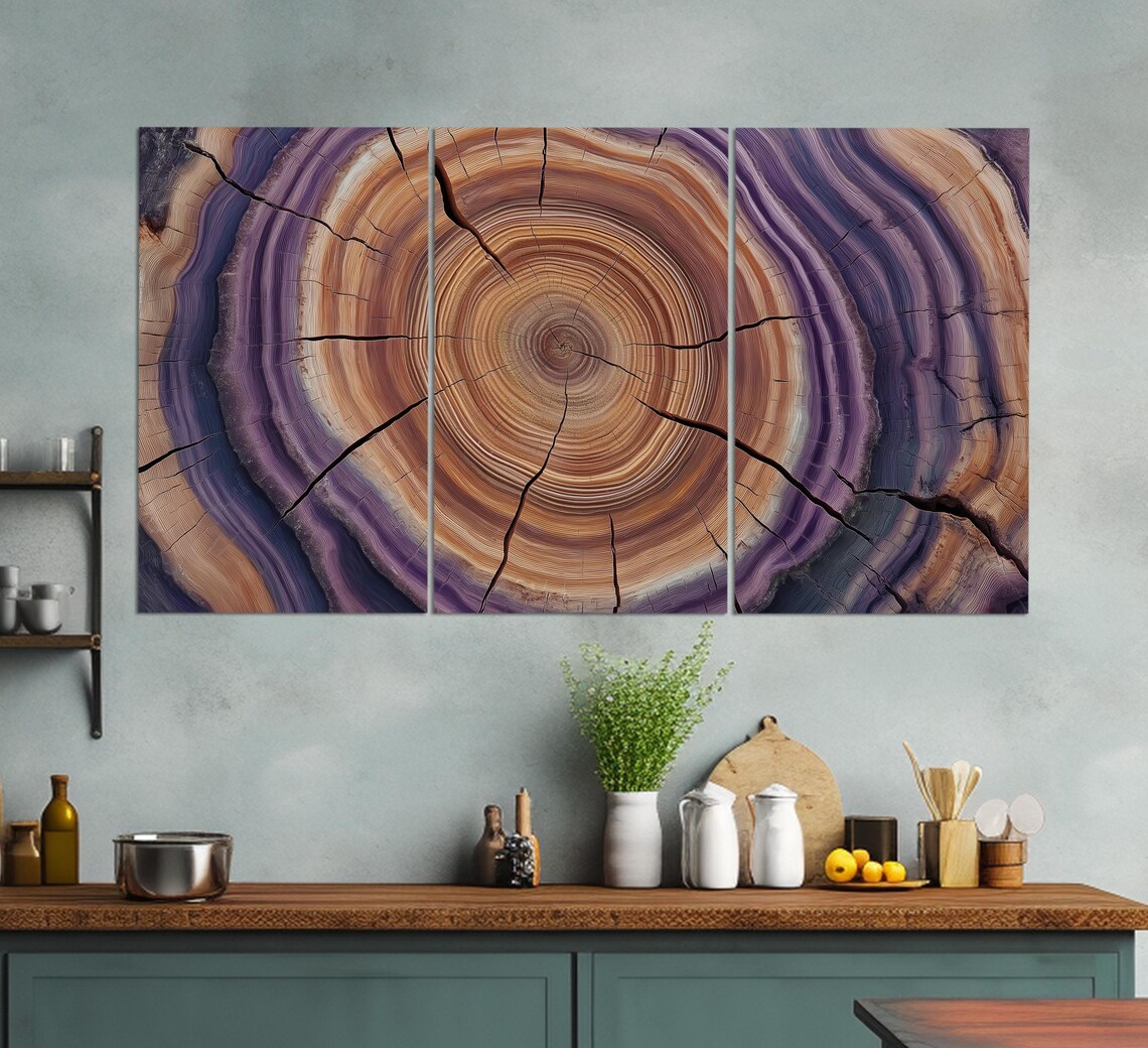 Abstract Tree Texture Print Tree Rings Print Soft Tones Wood Tones Wall Art Wood Wall Art Bedroom Wall Decor Tree Cut - Image 3