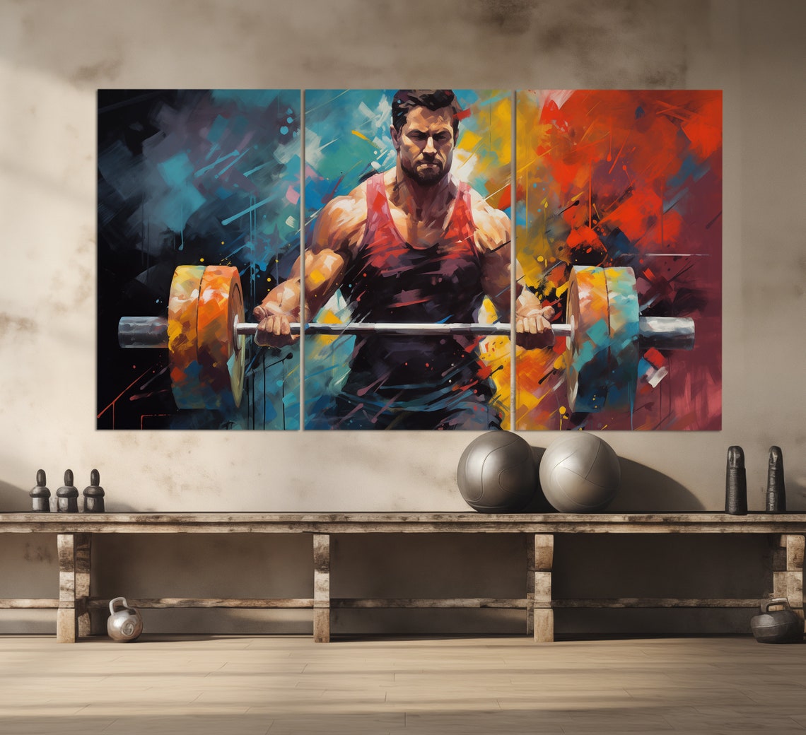Abstract Weightlifting Print In An Oil Painting Style Fitness Wall Art Fitness Painting Bodybuilding Poster Bodybuilder Gift