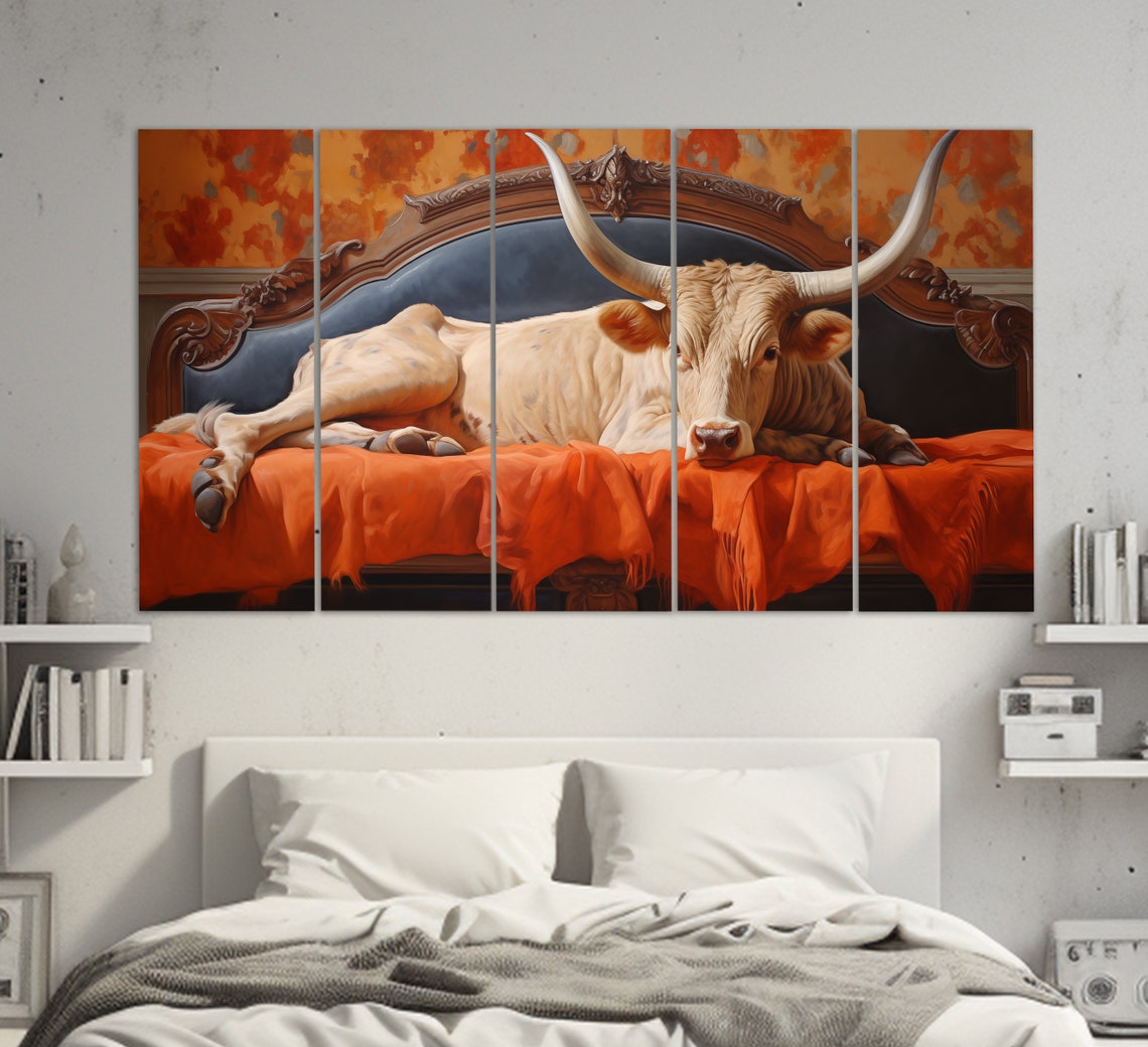 Cow In The Bedroom Print Bedroom Wall Decor Farmhouse Wall Decor Cow Painting Cows Wall Art Cute Cow Painting Cow Print - Image 3