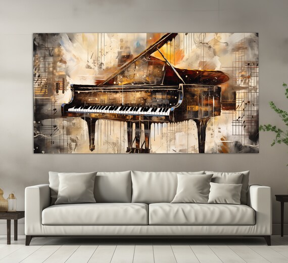 Abstract Grand Piano, Retro Painting Art Print