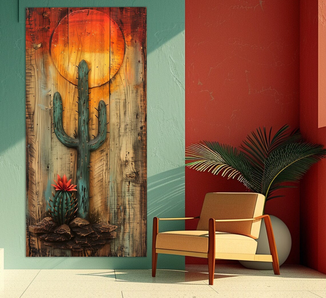 Abstract Cactus Sunset Print, Boho Arizona Poster - Image 2
