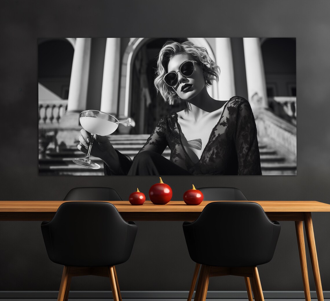 Glamorous Woman Cocktail Dress Fashion Noir Art Vintage Hollywood Glamour Poster