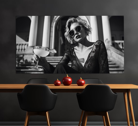 Glamorous Woman Cocktail Dress Fashion Noir Art Vintage Hollywood Glamour Poster